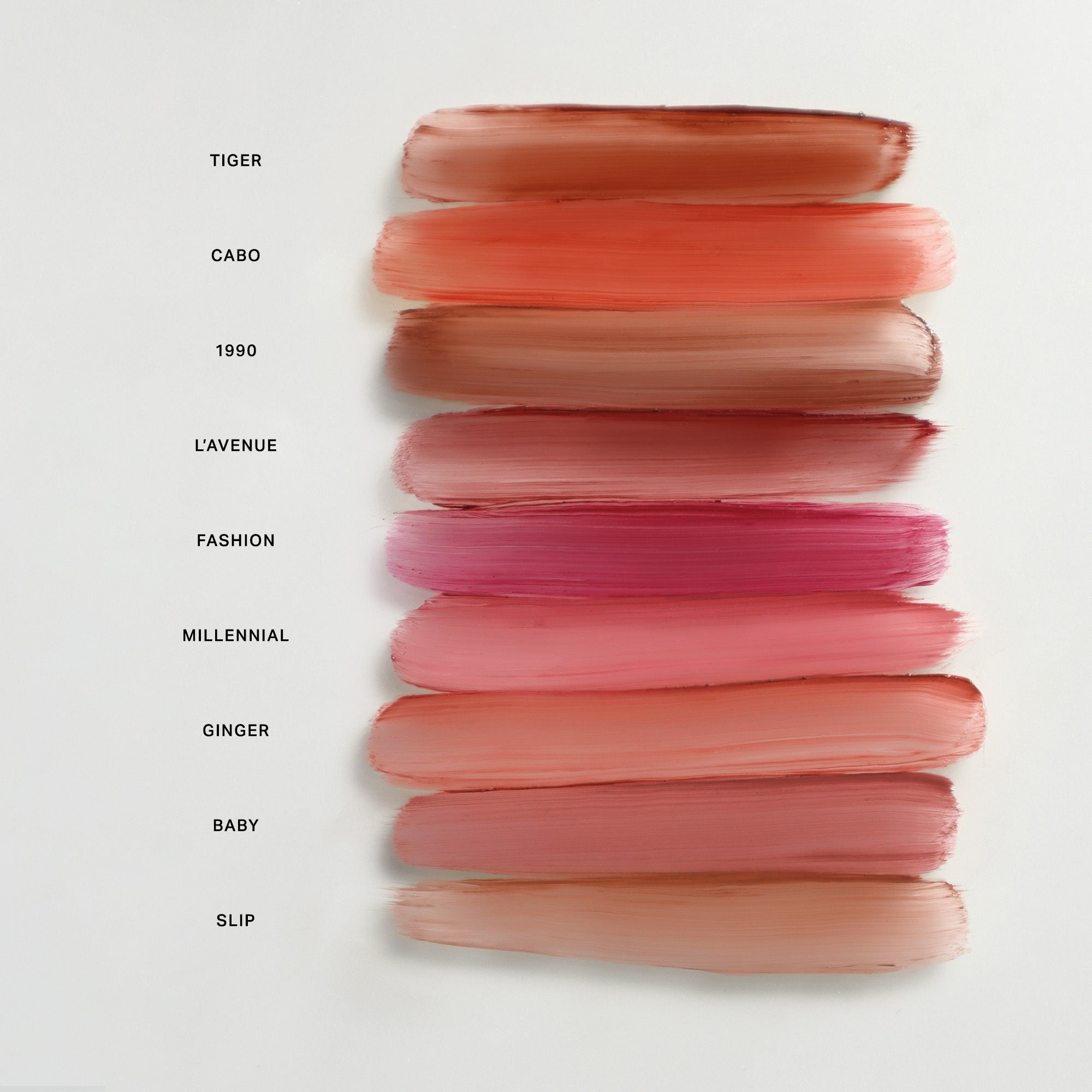 Master | | Swatches of Shades Tiger, Cabo, 1990, L'Avenue, Fashion, Millennial, Ginger, Baby, Slip on a white background
