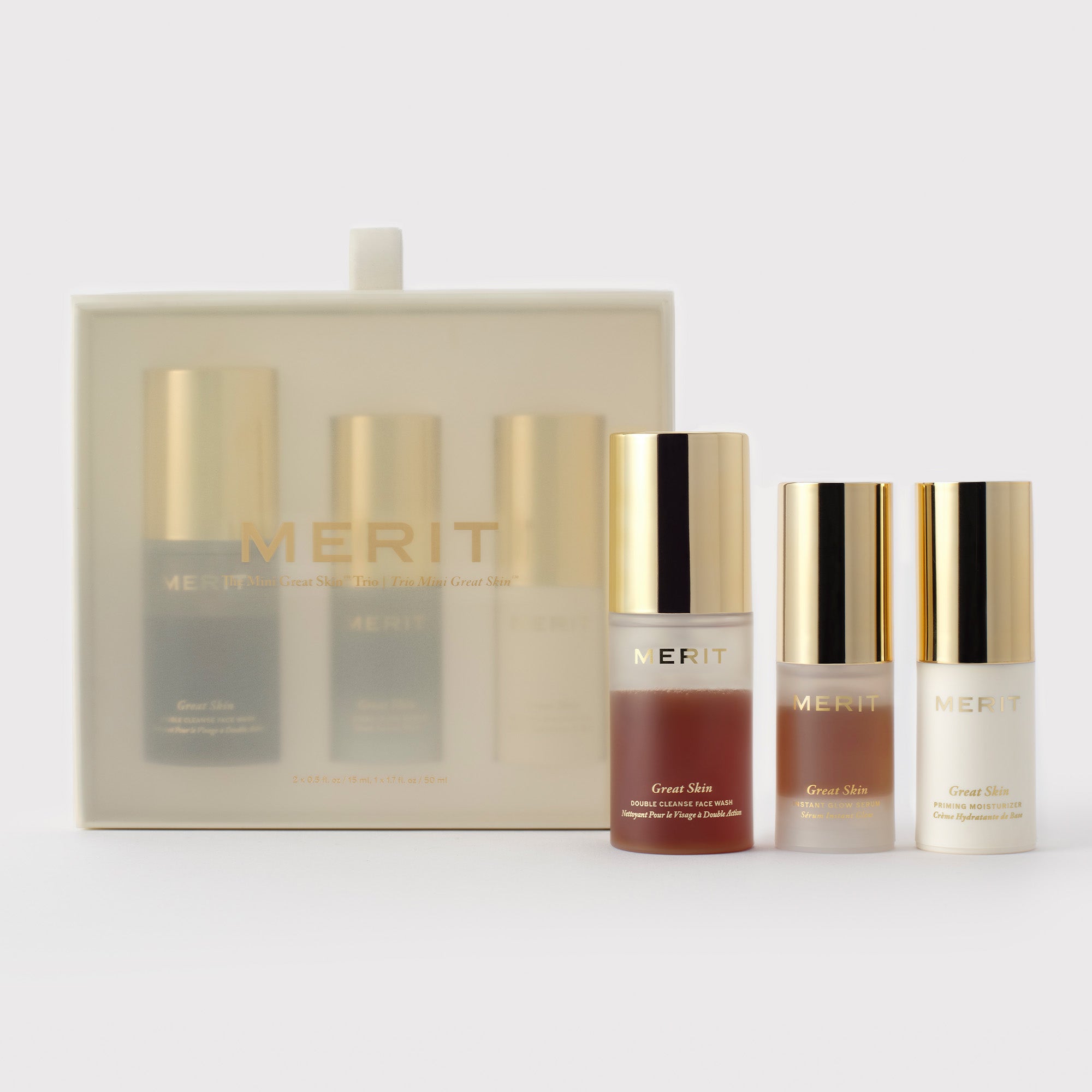 Master || Great Skin Mini trio including Great Skin Double Cleanse, Great Skin Serum and Great Skin Moisturizer in and out of box