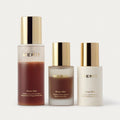 Master || Three skincare bottles from MERIT. The first on the left is Great Skin Double Cleanse. The middle bottle is Great Skin Instant Glow Serum and the right bottle is Great Skin Moisturizer. 