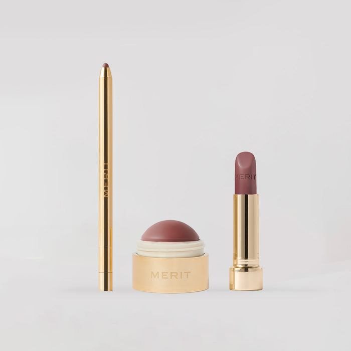 Master || Image of The Bespoke Set which includes Signature Lip Liner, Flush Balm and Signature Lip Satin in Bespoke.