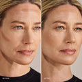 Quince | |  Image of Quince Bronze Balm on Model before and after product is blended in.