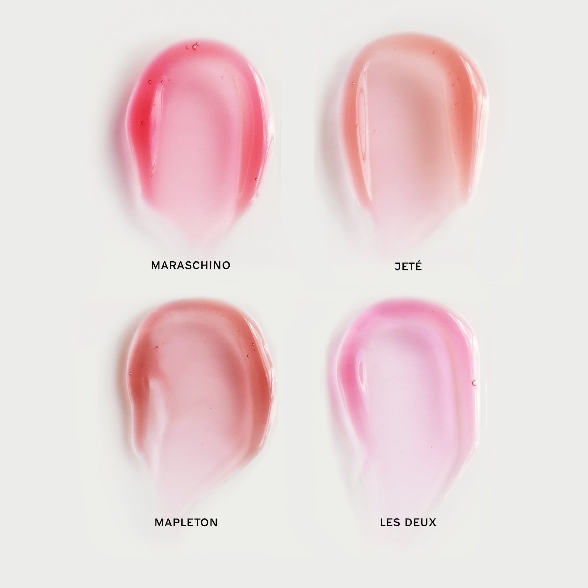 Master | | Swatch of Shades Maraschino, Jeté, Mapleton, Les Deux on white background