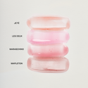 Jeté | | Swatches of Shades Jeté, Les Deux, Maraschino, Mapleton on a white background