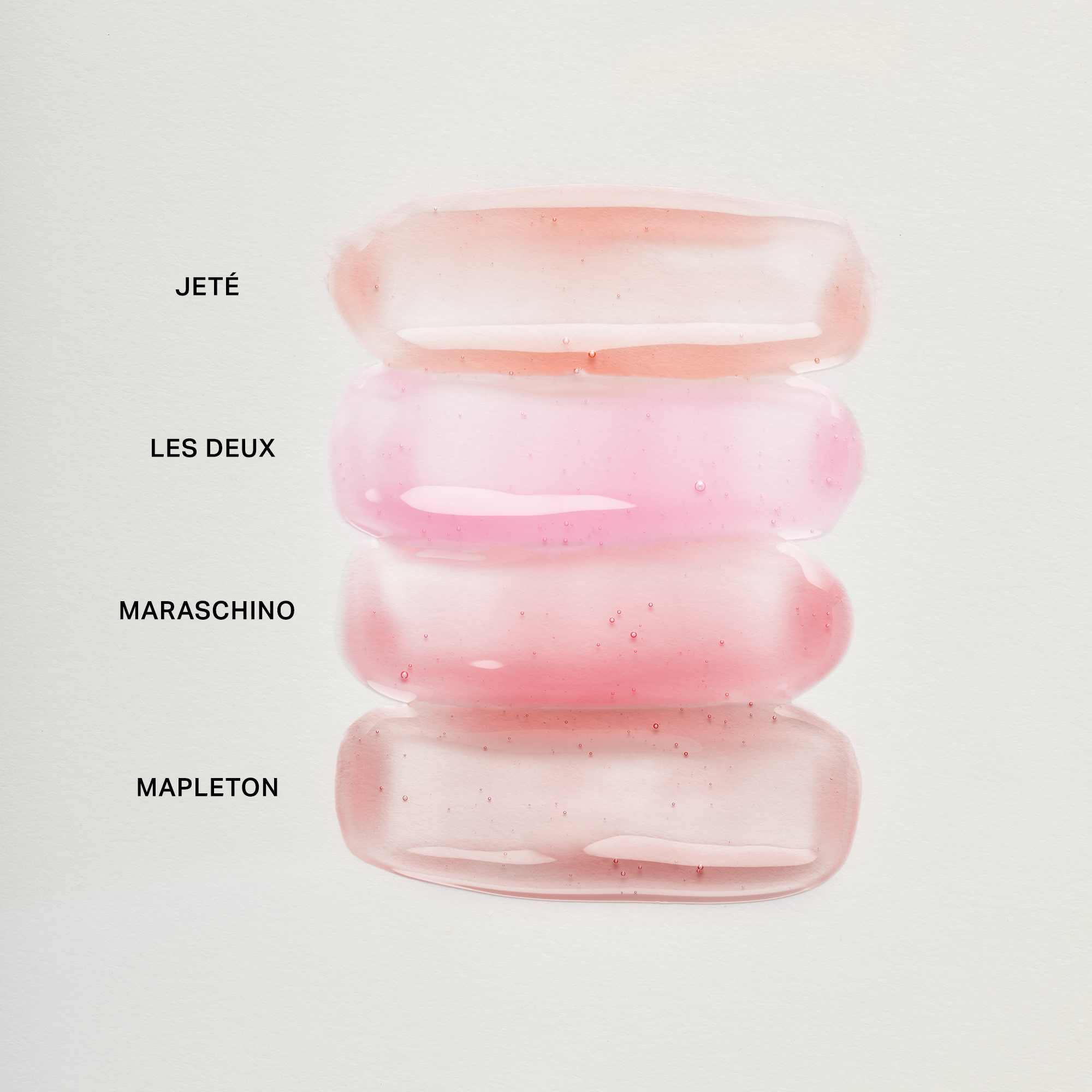 Mapleton | | Swatches of Shades Jeté, Les Deux, Maraschino, Mapleton on a white background